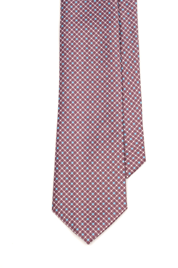 Cravată vișinie clasică cu model geometric