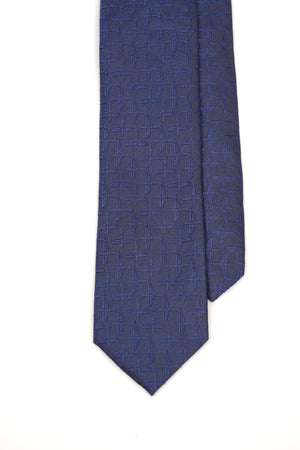 Cravată clasică bleumarin cu model geometric discret