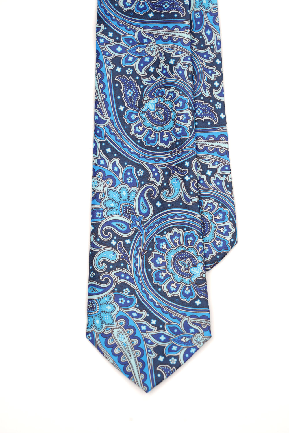 Cravată albastru intens cu model paisley elegant