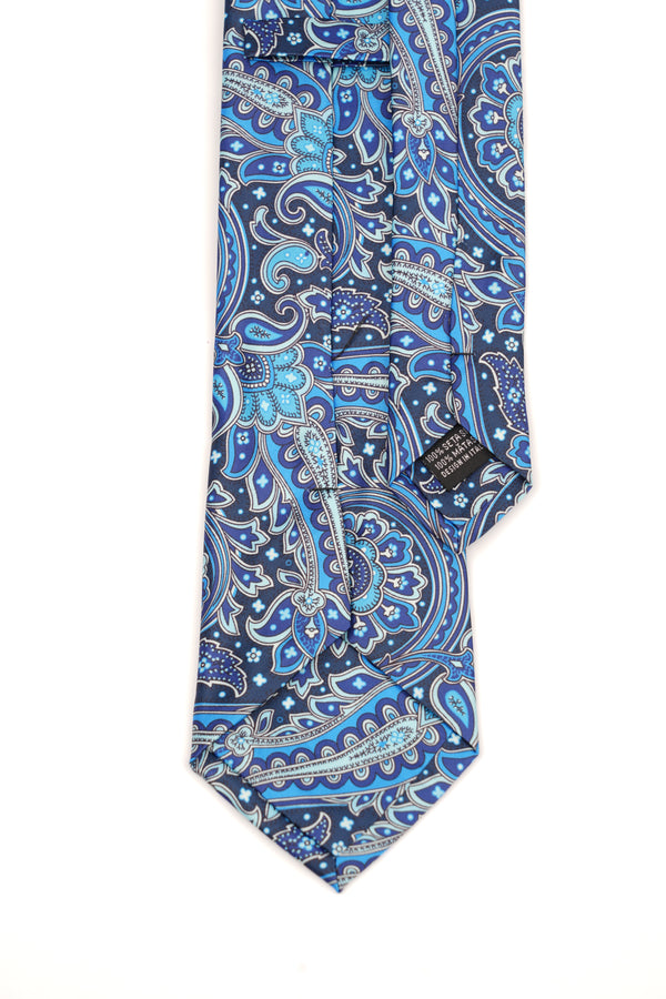 Cravată albastru intens cu model paisley elegant