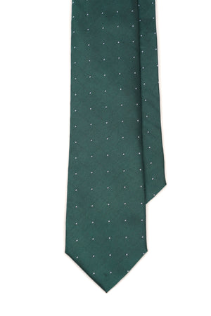 Cravată verde smarald din mătase cu model geometric discret