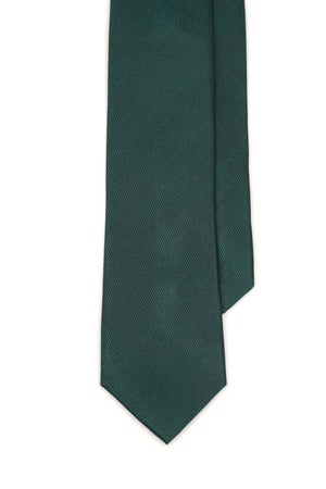 Cravată verde smarald din mătase cu model herringbone