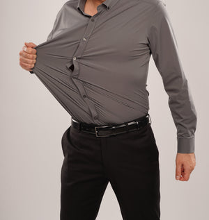 Cămașă Bărbați Gri – Bumbac Elastic