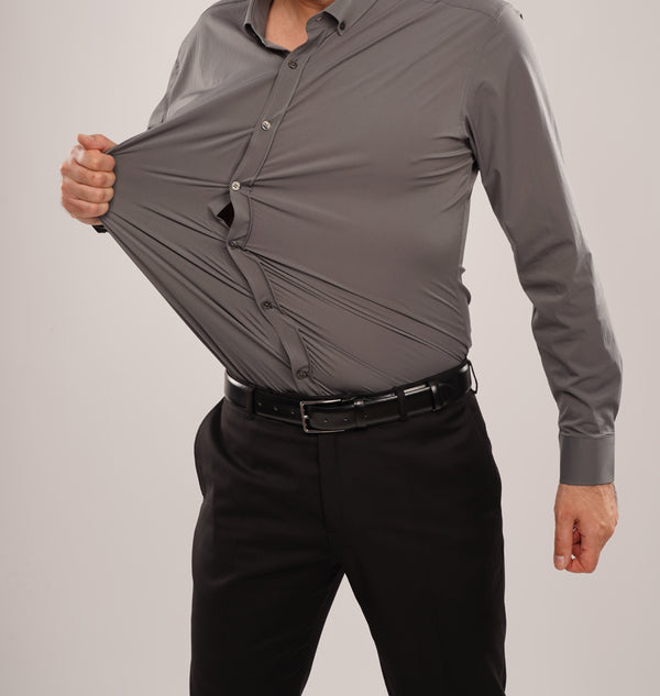 Cămașă Bărbați Gri – Bumbac Elastic