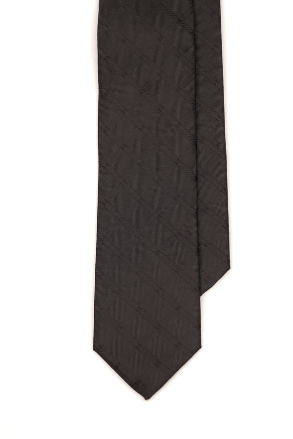 Cravată neagră din mătase cu model geometric discret