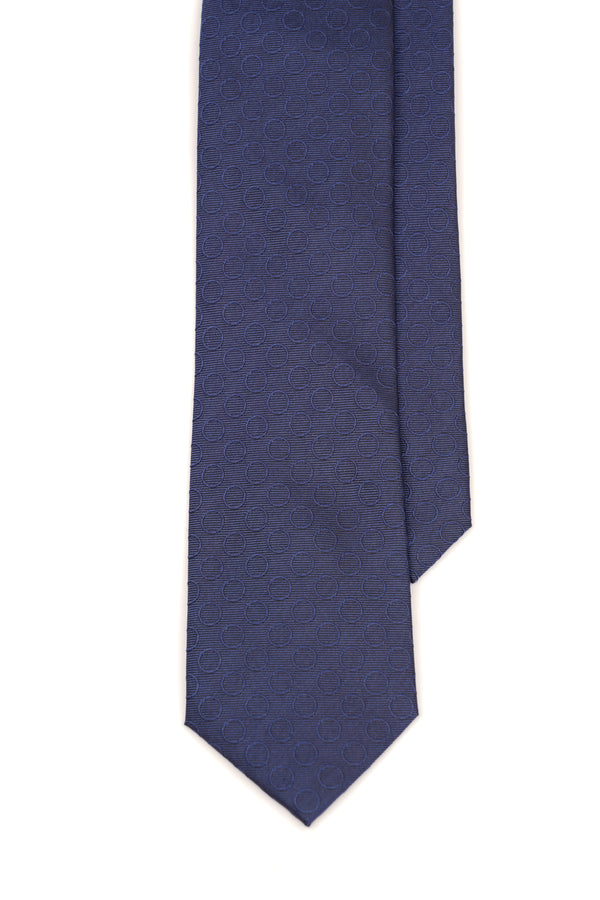 Cravată navy din mătase cu model geometric în cercuri