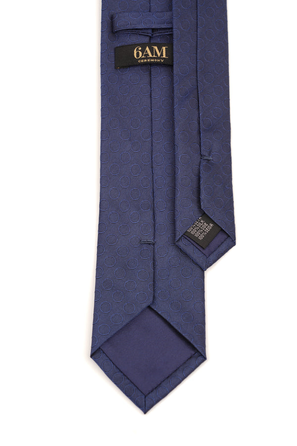 Cravată navy din mătase cu model geometric în cercuri