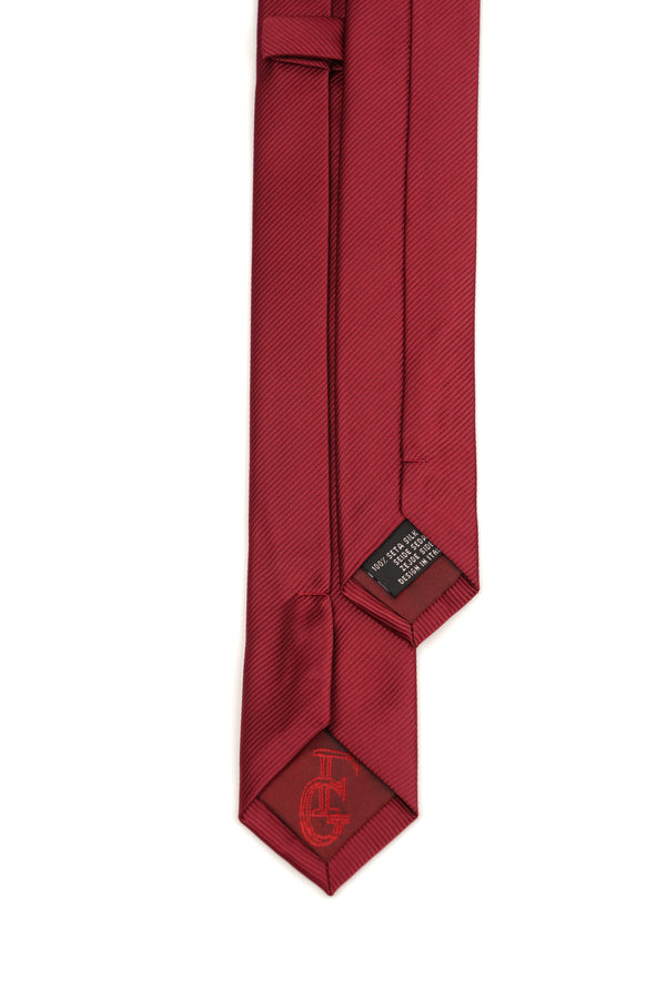 Cravată slim burgundy din mătase cu textură diagonală