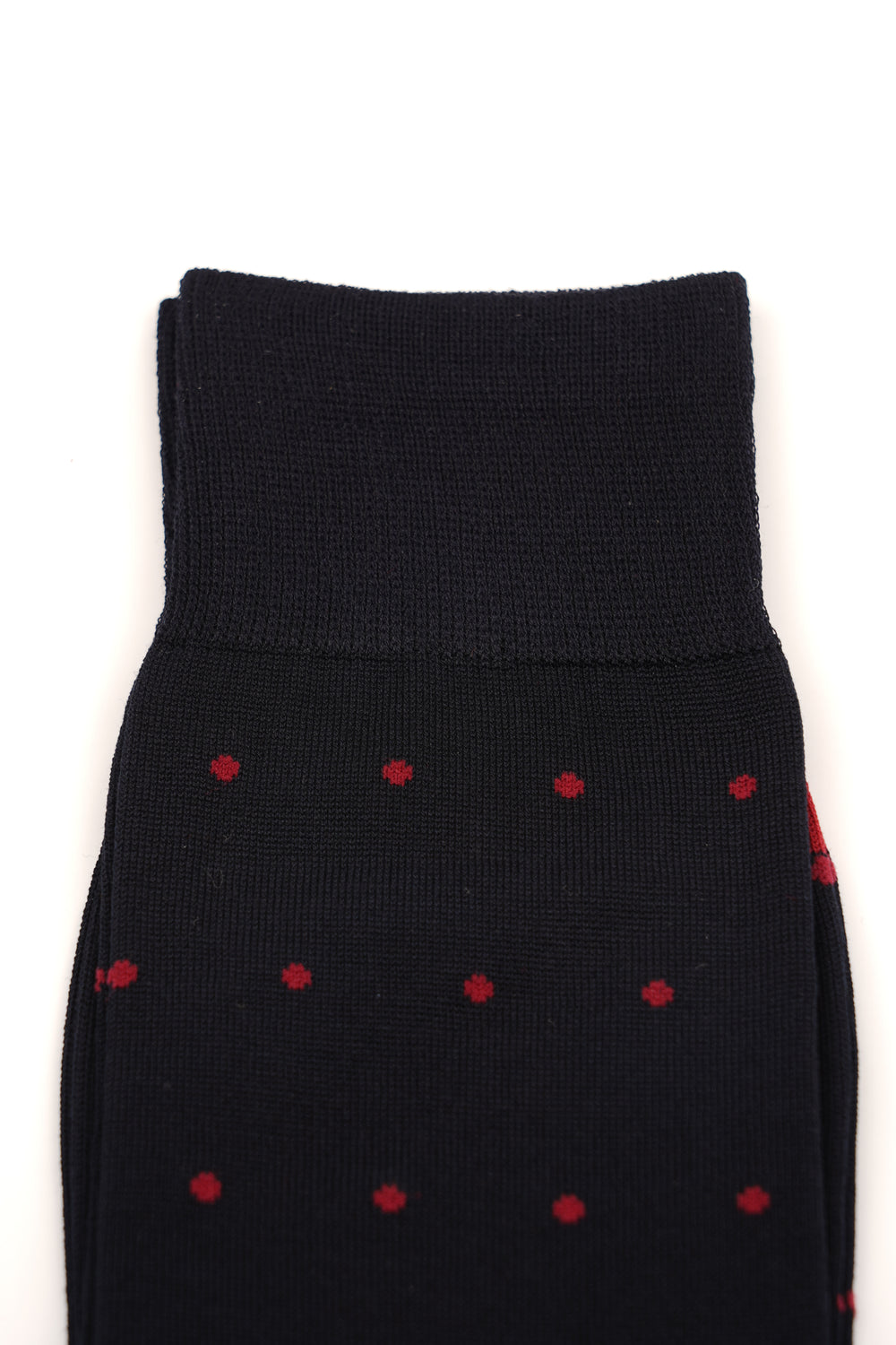 Șosete negre cu buline roșii și vârf asortat