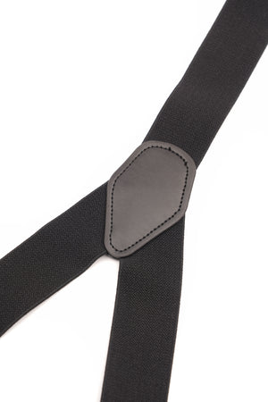 Bretele late negre cu piele și prindere dublă