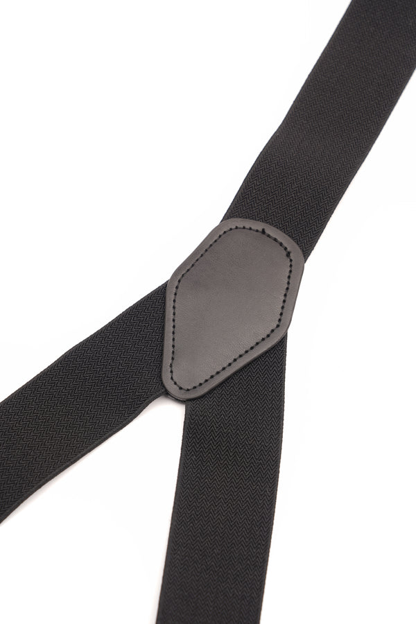 Bretele late negre cu piele și prindere dublă