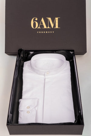 Cămașă Bărbați Albă cu Guler Tunică – 97% Bumbac