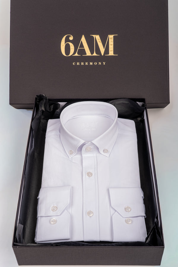 Cămașă Bărbați Albă – Bumbac Elastic