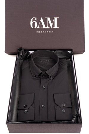 Cămașă Bărbați Neagră – Bumbac Elastic