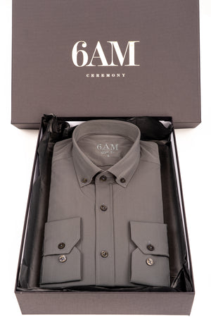 Cămașă Bărbați Gri – Bumbac Elastic