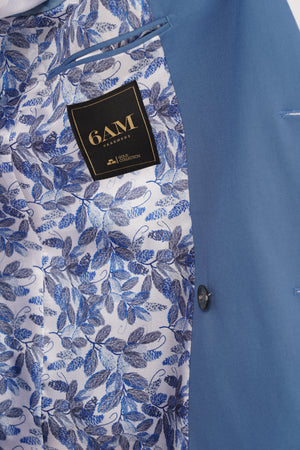 Costum Bărbați Albastru la Două Rânduri de Nasturi din Lână