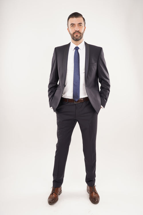 Smoking Bărbați Bleumarin Premium din Lână