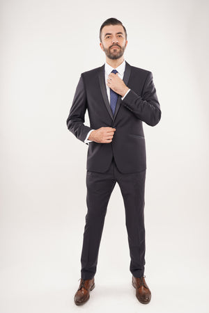 Smoking Bărbați Bleumarin Premium din Lână