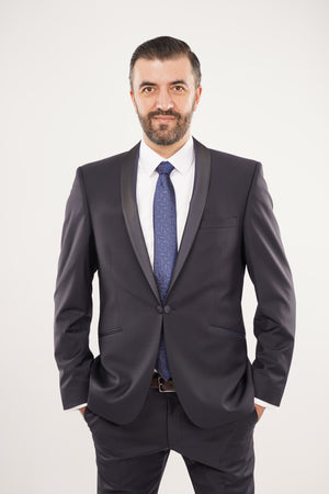 Smoking Bărbați Bleumarin Premium din Lână