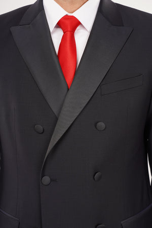 Smoking Bărbați Bleumarin la Două Rânduri de Nasturi Premium