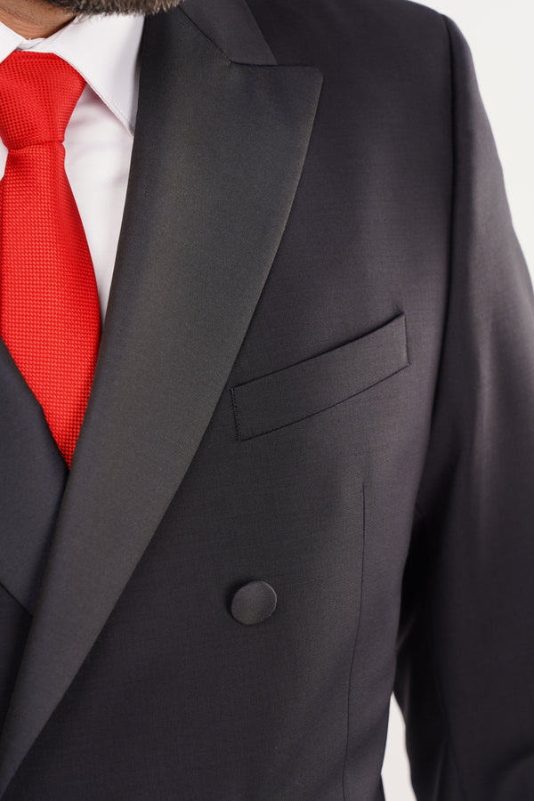 Smoking Bărbați Bleumarin la Două Rânduri de Nasturi Premium