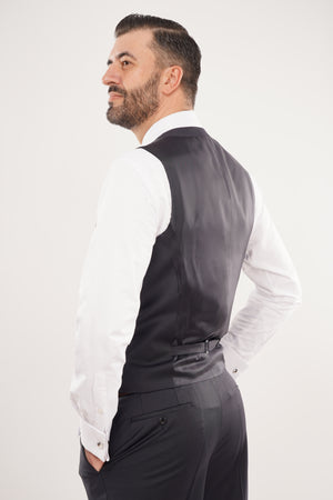 Smoking Bărbați Bleumarin la Două Rânduri de Nasturi Premium