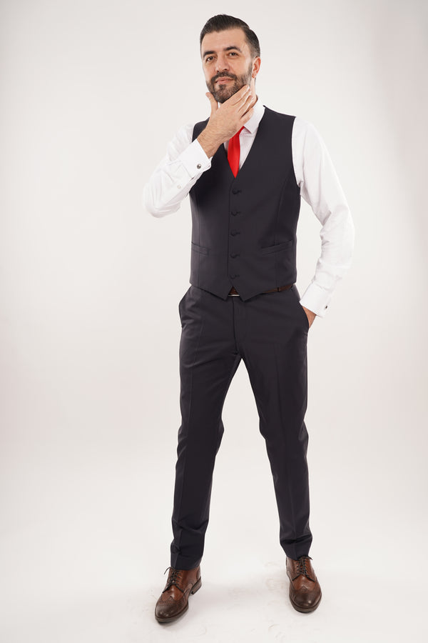 Smoking Bărbați Bleumarin la Două Rânduri de Nasturi Premium