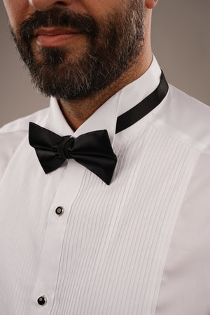 Cămașă Bărbați White Tie cu Guler Rândunică și Plastron 6AM