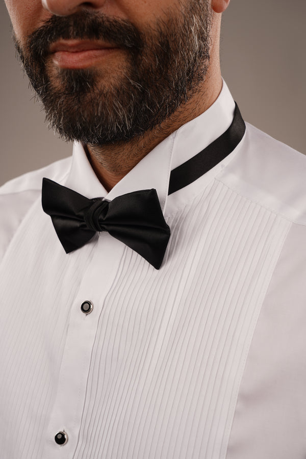 Cămașă Bărbați White Tie cu Guler Rândunică și Plastron 6AM