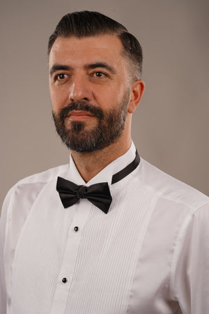Cămașă Bărbați White Tie cu Guler Rândunică și Plastron 6AM