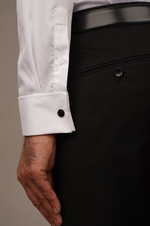 Cămașă Bărbați White Tie cu Guler Rândunică și Plastron 6AM