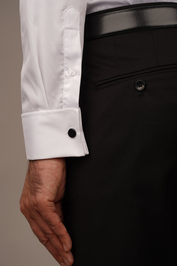 Cămașă Bărbați White Tie cu Guler Rândunică și Plastron 6AM