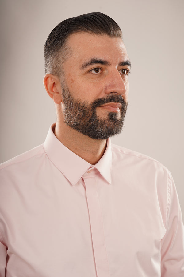 Cămașă Bărbați Roz din Bumbac cu Nasturi Acoperiți
