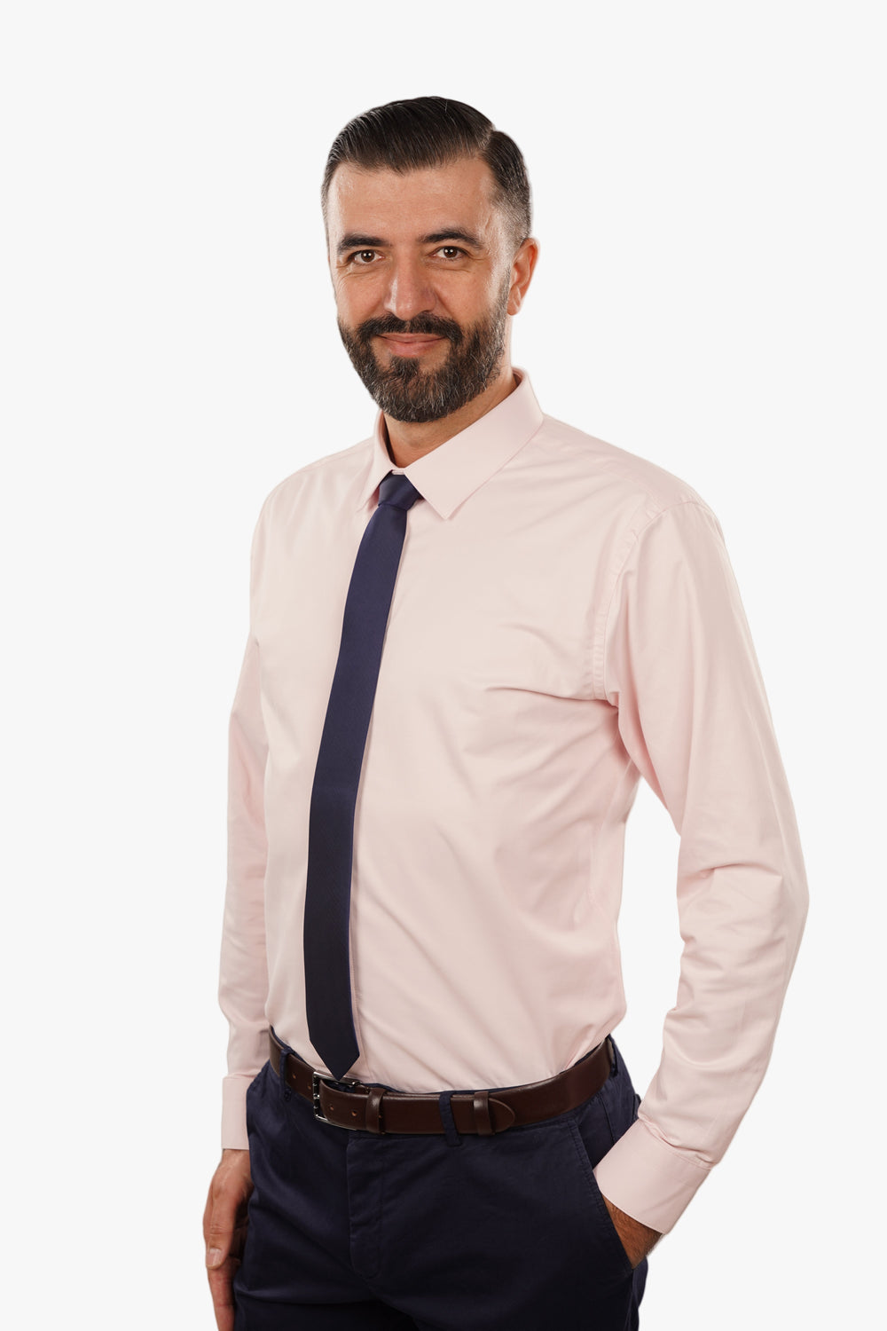 Cămașă Bărbați Roz din Bumbac cu Nasturi Acoperiți