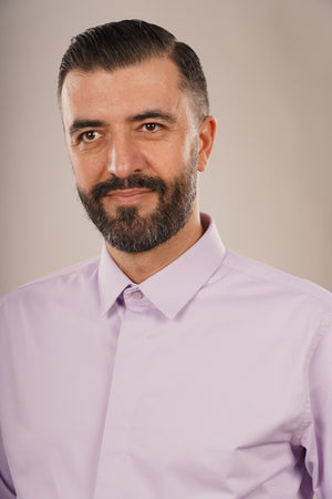 Cămașă Bărbați Lila din Bumbac cu Nasturi Acoperiți Slim Fit
