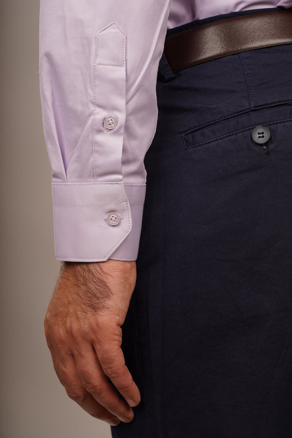 Cămașă Bărbați Lila din Bumbac cu Nasturi Acoperiți Slim Fit