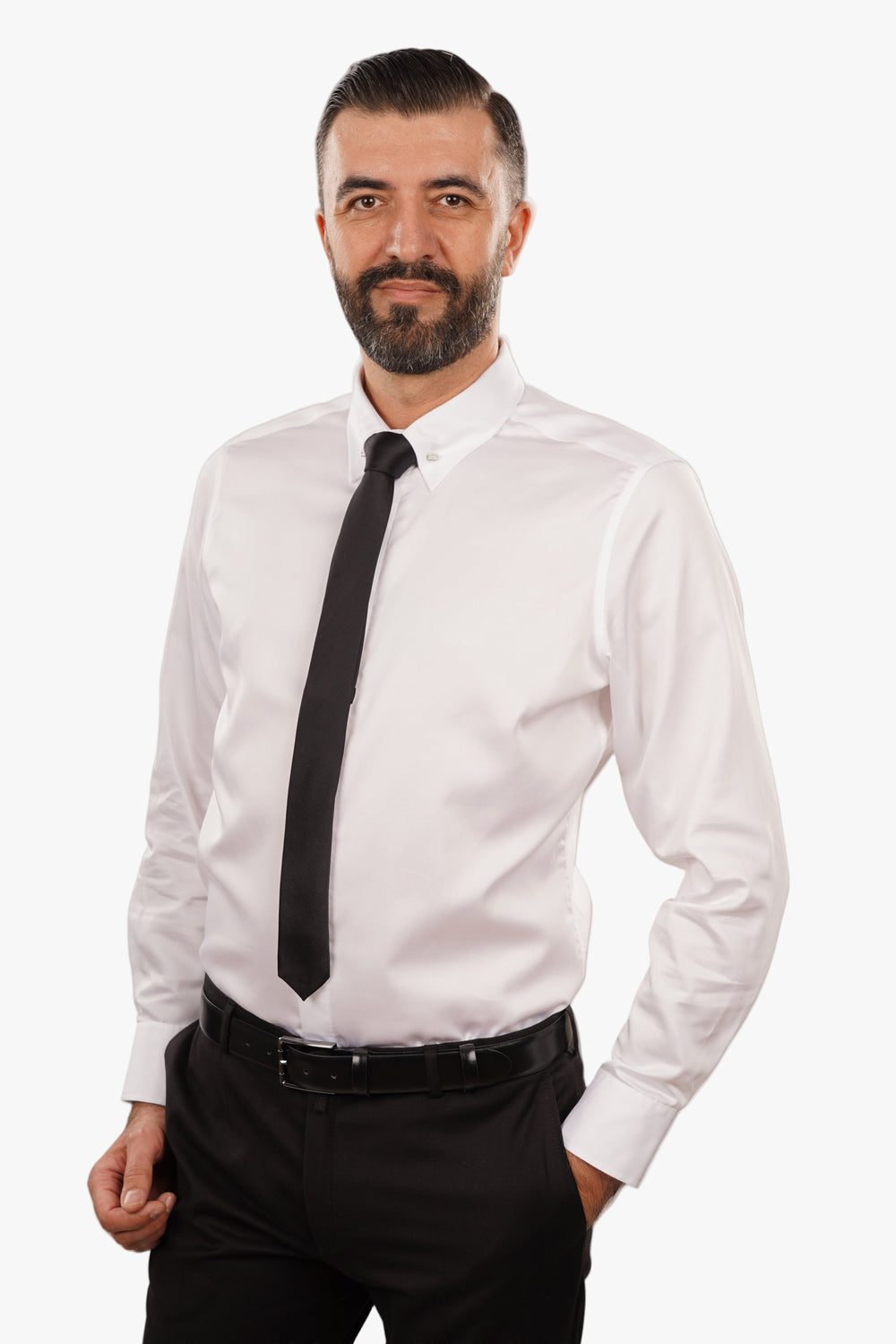 Cămașă Bărbați Albă cu Guler Pin