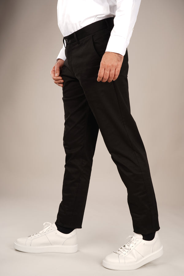 Pantaloni Bărbați Chinos Negri din Bumbac Slim Fit 6AM