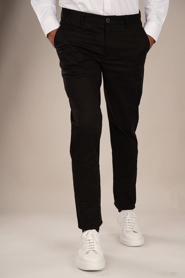 Pantaloni Bărbați Chinos Negri din Bumbac Slim Fit 6AM