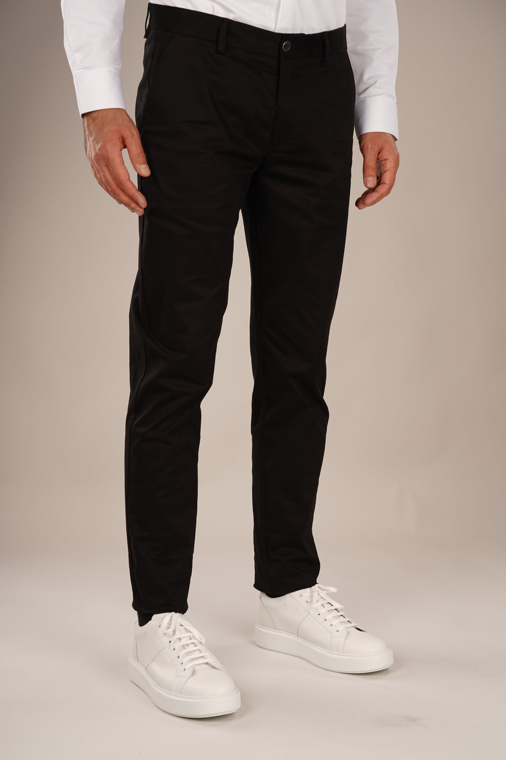 Pantaloni Bărbați Chinos Negri din Bumbac Slim Fit 6AM