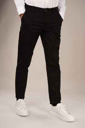 Pantaloni Bărbați Chinos Negri din Bumbac Slim Fit 6AM