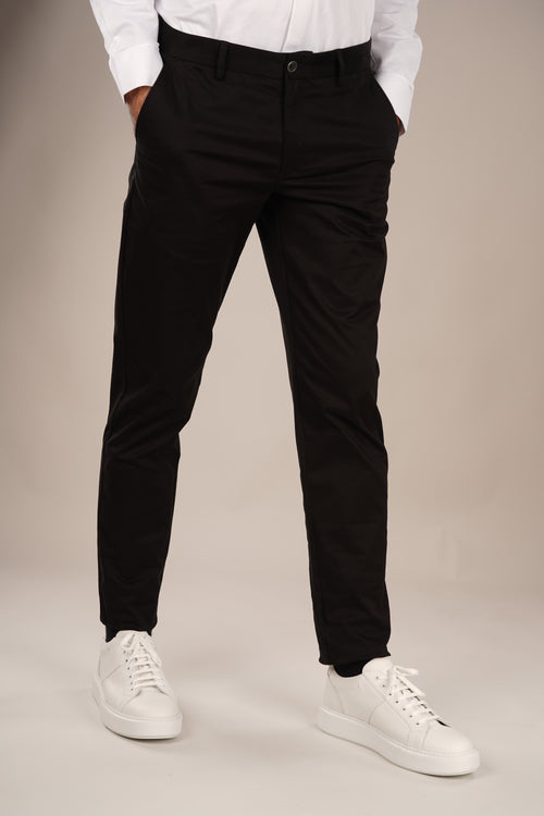 Pantaloni Bărbați Chinos Negri din Bumbac Slim Fit 6AM