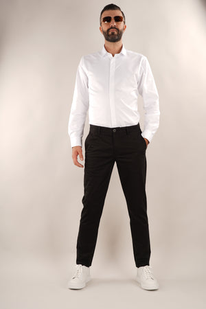 Pantaloni Bărbați Chinos Negri din Bumbac Slim Fit 6AM