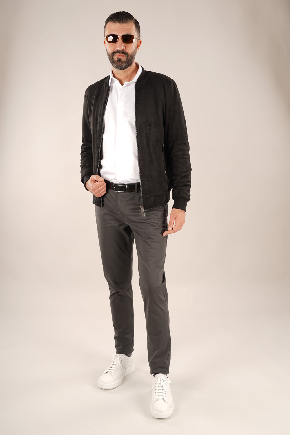 Pantaloni Bărbați Chinos Gri din Bumbac Slim Fit 6AM