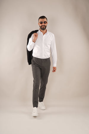 Pantaloni Bărbați Chinos Gri din Bumbac Slim Fit 6AM