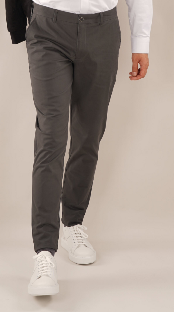 Pantaloni Bărbați Chinos Gri din Bumbac Slim Fit 6AM