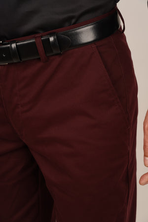 Pantaloni Bărbați Chinos Vișinii din Bumbac Comfort Fit 6AM