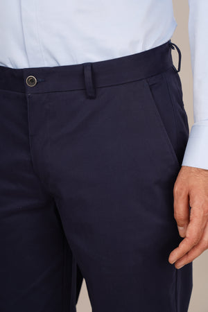 Pantaloni Bărbați Chinos Bleumarin din Bumbac Slim Fit 6AM