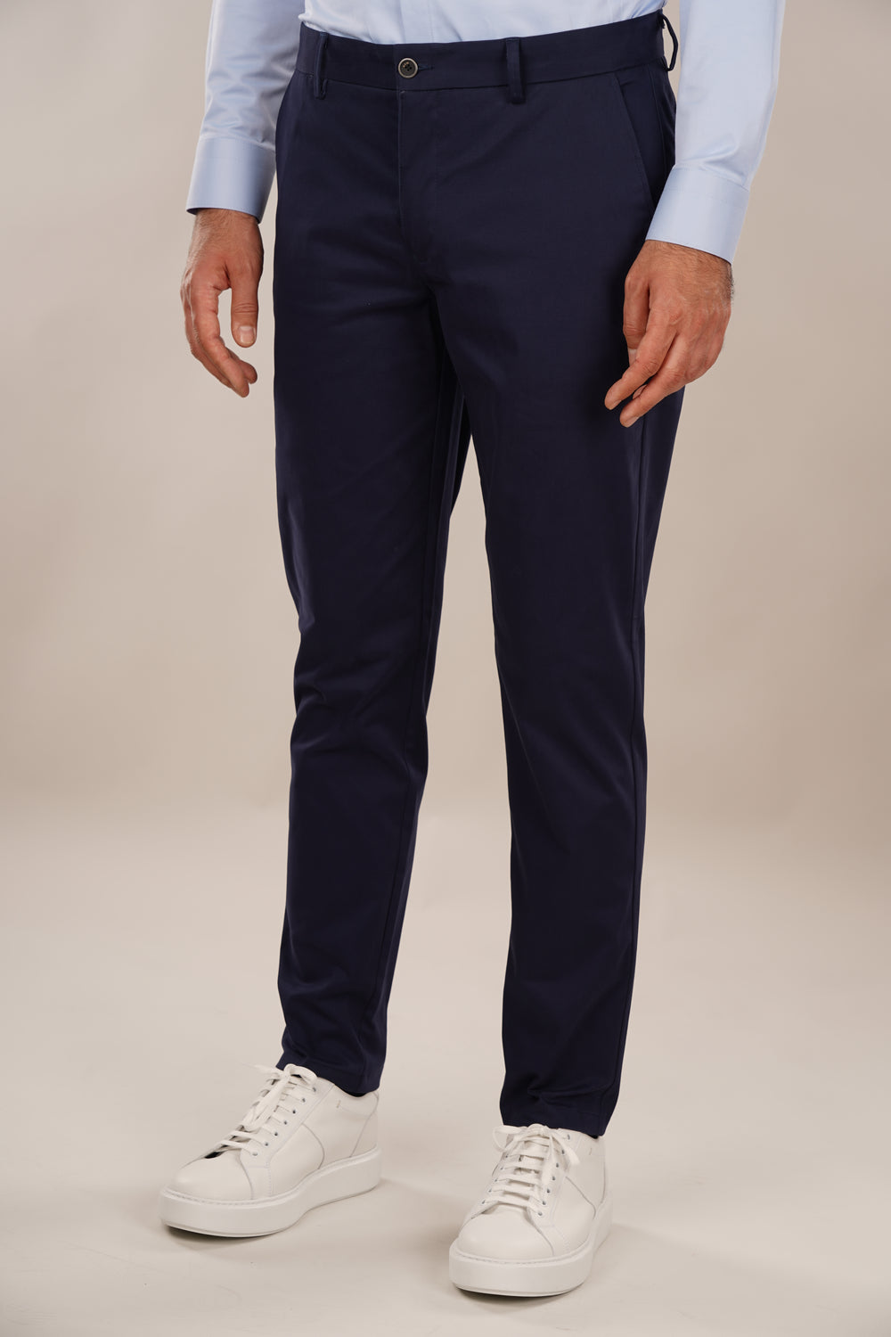 Pantaloni Bărbați Chinos Bleumarin din Bumbac Slim Fit 6AM
