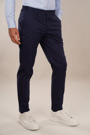 Pantaloni Bărbați Chinos Bleumarin din Bumbac Slim Fit 6AM
